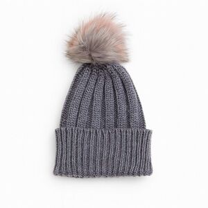 Pom-pom Rib Knit Hat